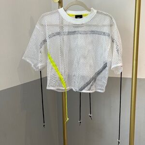 Nike White Mesh Shirt with Neon & Black Drawstrings